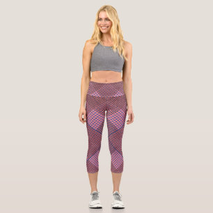 Tiny chequered 2 tones 04A DPink BG Capri Leggings