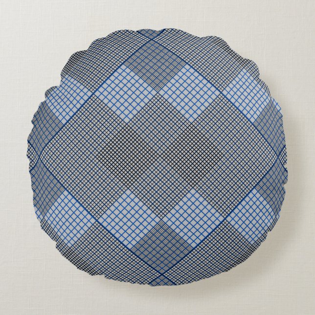 Tiny chequered 2 tones 04A Grey BG Round Cushion (Front)