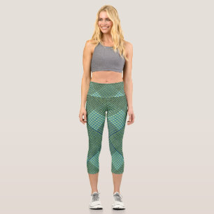 Tiny chequered 2 tones 04A LBlue BG Capri Leggings