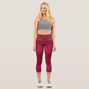 Tiny chequered 2 tones 04A Red BG Capri Leggings