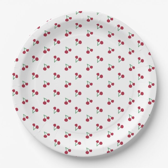 Tiny Cherry Print Paper Plate (Front)