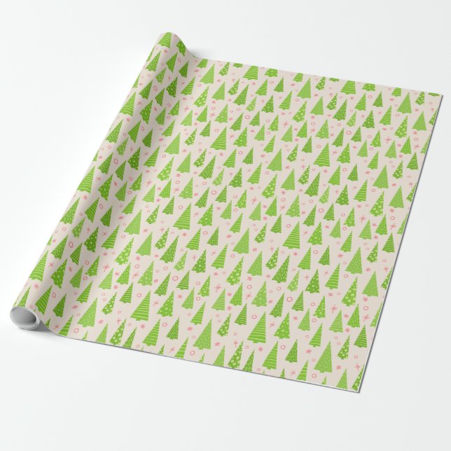 Tiny Christmas Holiday Trees Wrapping Paper' Wrapping Paper (Unrolled)