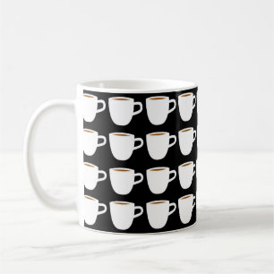 Tiny coffee mug pattern white black background
