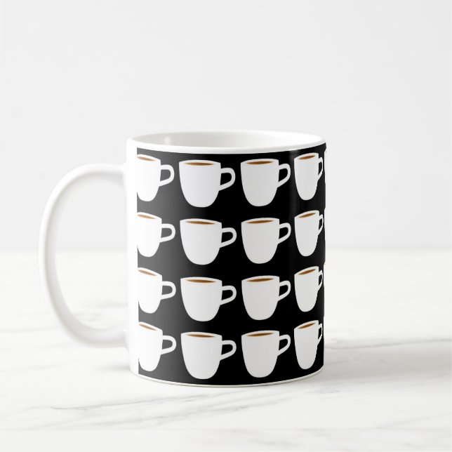 Tiny coffee mug pattern white black background (Left)