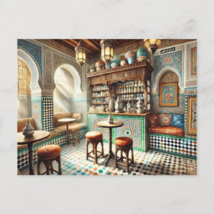 Tiny Coffeeshop in Fez Morocco Postcard