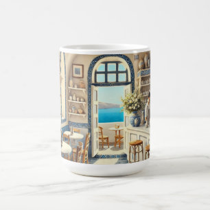 Tiny Coffeeshop in Santorini Coffee Mug