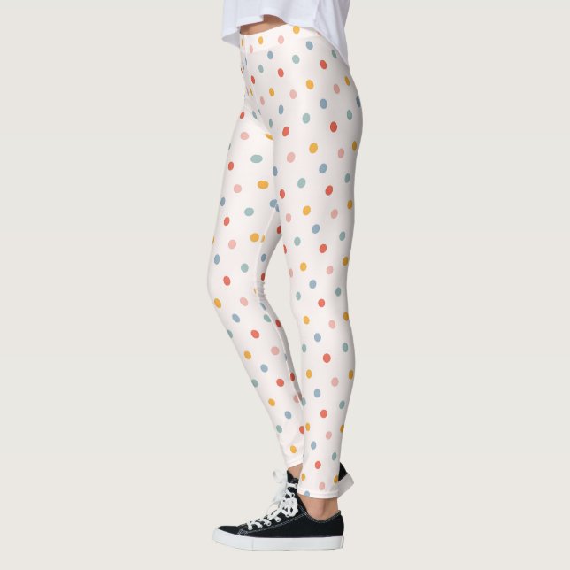 Tiny Colorful Dots Confetti Sprinkles Boho Pastel  Leggings (Left)