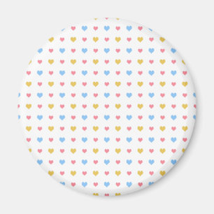 Tiny Colorful Hearts Pattern Pink Blue Yellow Magnet