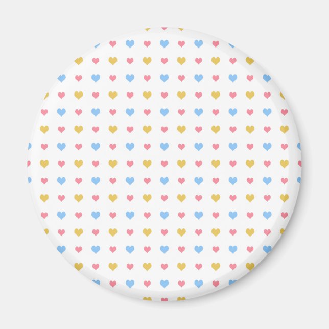 Tiny Colorful Hearts Pattern Pink Blue Yellow Magnet (Front)