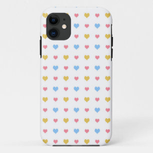 Tiny Colourful Hearts Pattern Pink Blue Yellow iPhone 11 Case
