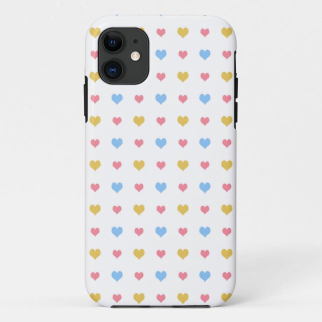 Tiny Colourful Hearts Pattern Pink Blue Yellow Case-Mate iPhone Case (Back)