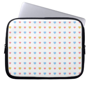 Tiny Colourful Hearts Pattern Pink Blue Yellow Laptop Sleeve