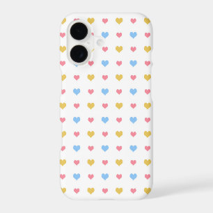 Tiny Colourful Hearts Pattern Yellow Pink Blue