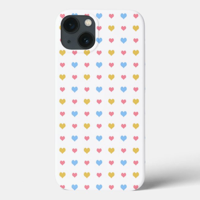 Tiny Colourful Hearts Pattern Yellow Pink Blue Case-Mate iPhone Case (Back)