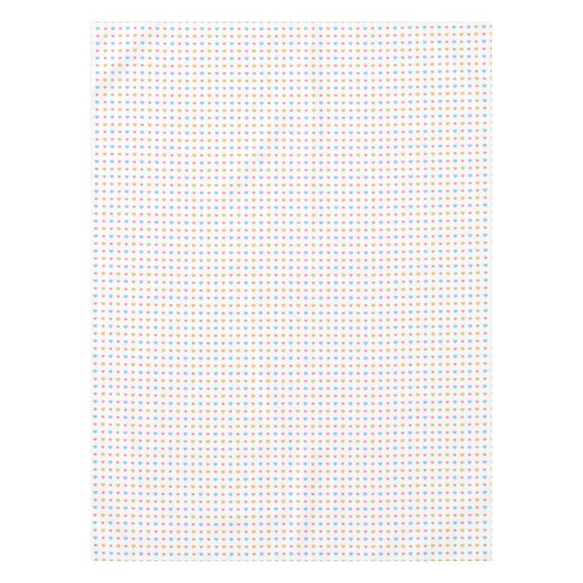 Tiny Colourful Hearts Pattern Yellow Pink Blue Tablecloth (Front)