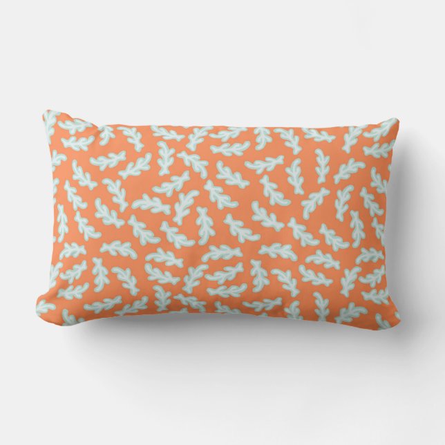 Tiny Coral White Pieces on Orange Lumbar Cushion (Front)