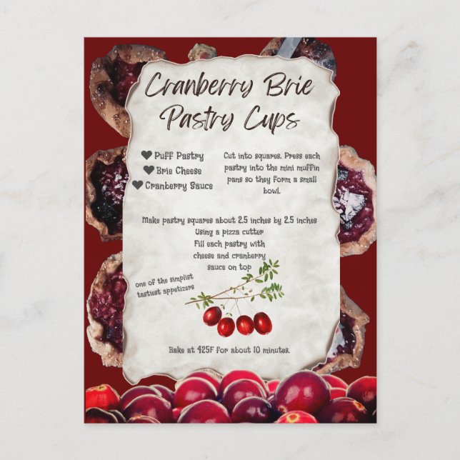 Tiny Cranberry Pastry Appetizers Postcard (Front)