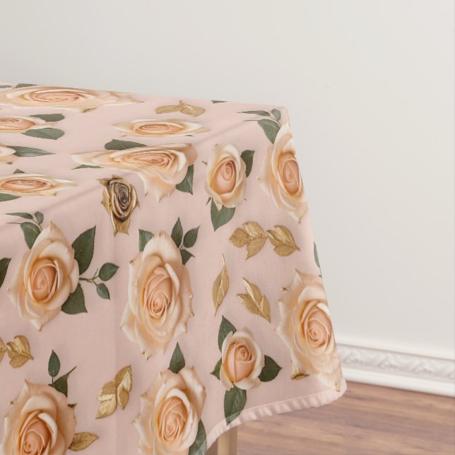 Tiny Cream And Gold Roses  Tablecloth (In Situ)