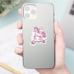 Tiny  Custom-Cut Vinyl Stickers Unicorn and the in