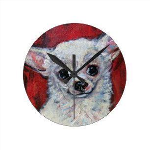 Tiny Cute Chihuahua Smile Round Clock