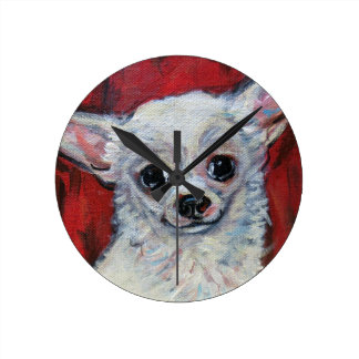 Tiny Cute Chihuahua Smile Round Clock