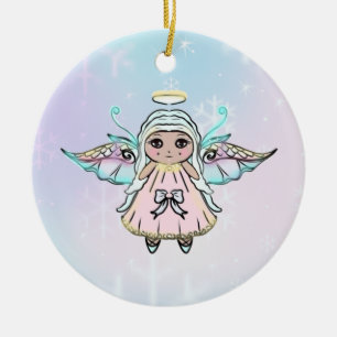 Tiny cute little angels by Renee Lavoie  Ceramic Tree Decoration