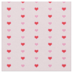 Tiny Cute Pink and Red Hearts on Light Pink Colour Fabric