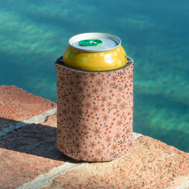 Tiny cute pink red brown cream pattern can cooler (In Situ Pool)