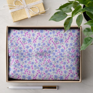 Tiny cute white blue pink floral pattern tissue paper