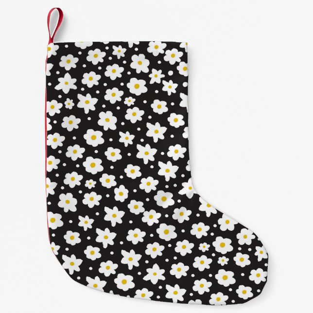 Tiny daisies, vintage, seamless background. small christmas stocking (Front)