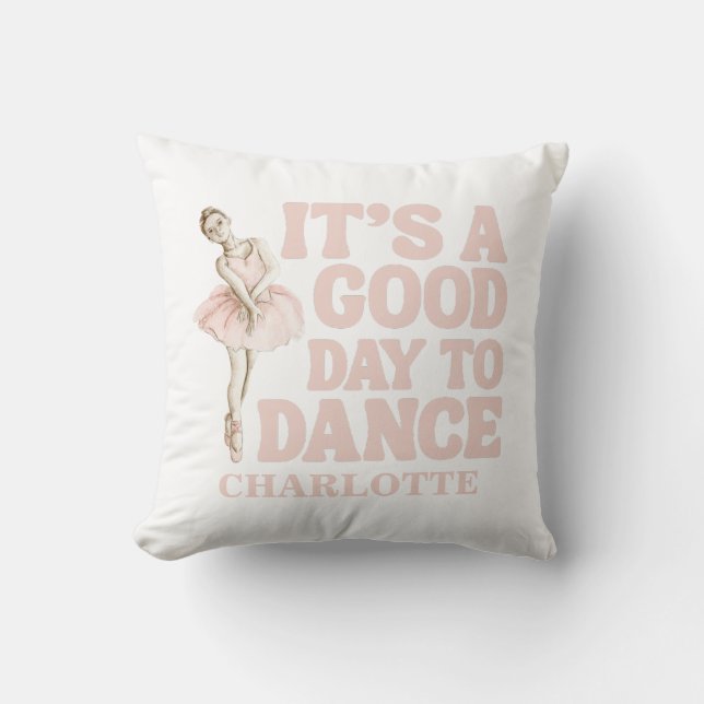 Tiny Dancer Ballerina Pink Blush Girls Birthday Cushion (Front)