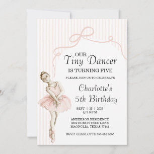 Tiny Dancer Ballerina Pink Blush Girls Birthday Invitation