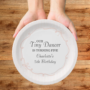 Tiny Dancer Ballerina Pink Blush Girls Birthday Paper Plate
