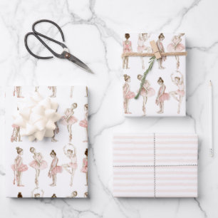 Tiny Dancer Ballerina Pink Blush Girls Birthday Wrapping Paper Sheet