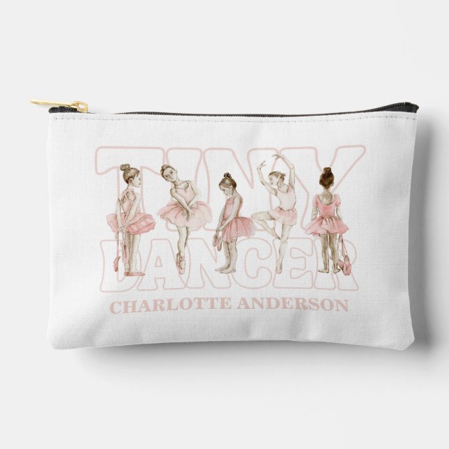 Tiny Dancer Ballerina Pink Girls Birthday Accessory Pouch (Front)