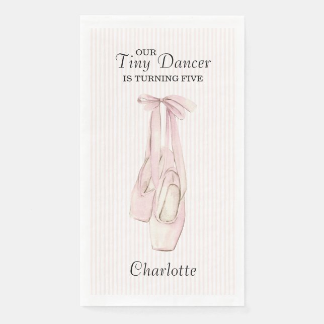 Tiny Dancer Ballerina Pink Girls Birthday Napkin (Front)