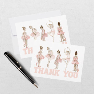 Tiny Dancer Ballerina Pink Girls Birthday Thank You Card