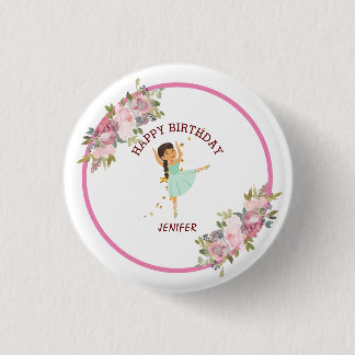 Tiny Dancer | Pink Floral Ballet Birthday Party 3 Cm Round Badge