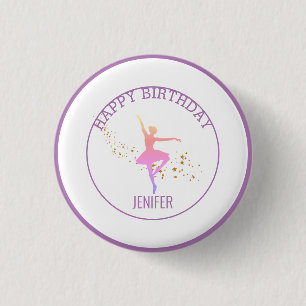 Tiny Dancer   Pink Floral Ballet Birthday Party  3 Cm Round Badge