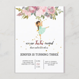 Tiny Dancer | Pink Floral Ballet Birthday Party Announcement Postcard