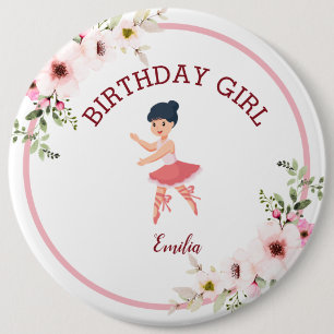 Tiny Dancer   Pink Floral Ballet Birthday Party Bu 6 Cm Round Badge
