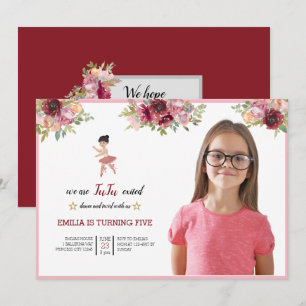 Tiny Dancer   Pink Floral Ballet Birthday Party Invitation