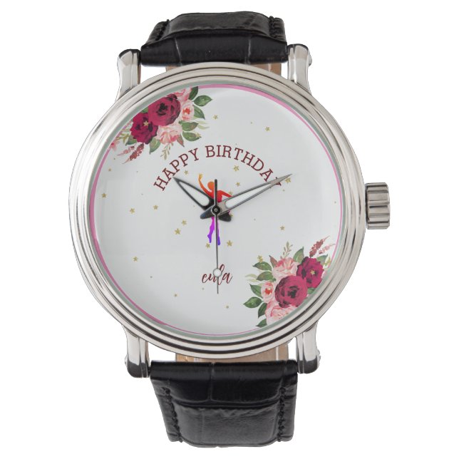 Tiny Dancer Pink Floral Ballet Birthday Party  Key Watch (Front)