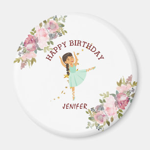 Tiny Dancer   Pink Floral Ballet Birthday Party Magnet