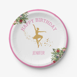 Tiny Dancer   Pink Floral Ballet Birthday Party Paper Plate