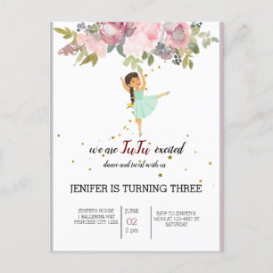 Tiny Dancer   Pink Floral Ballet Birthday Party Postcard