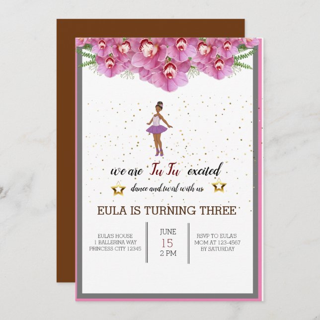 Tiny Dancer Pink Floral Ballet Birthday Party  Thank You Card (Front/Back)