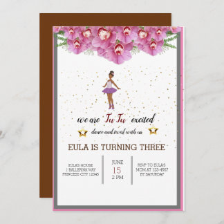 Tiny Dancer Pink Floral Ballet Birthday Party Thank You Card