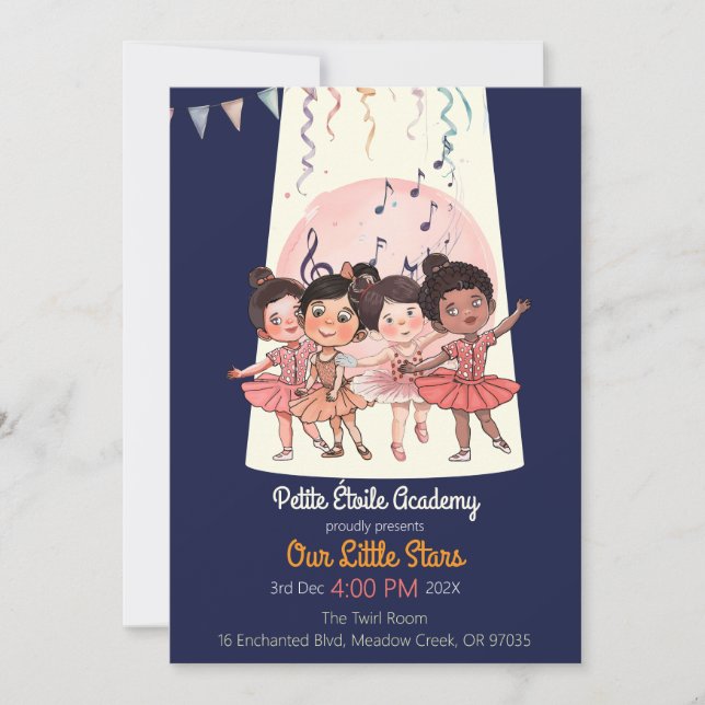 Tiny Dancers Recital Invite – Custom Studio (Front)