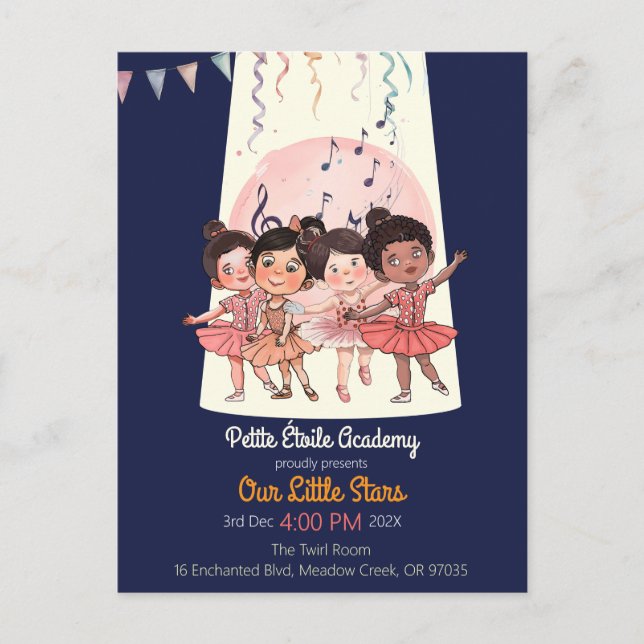 Tiny Dancers Recital Invite – Custom Studio Postcard (Front)